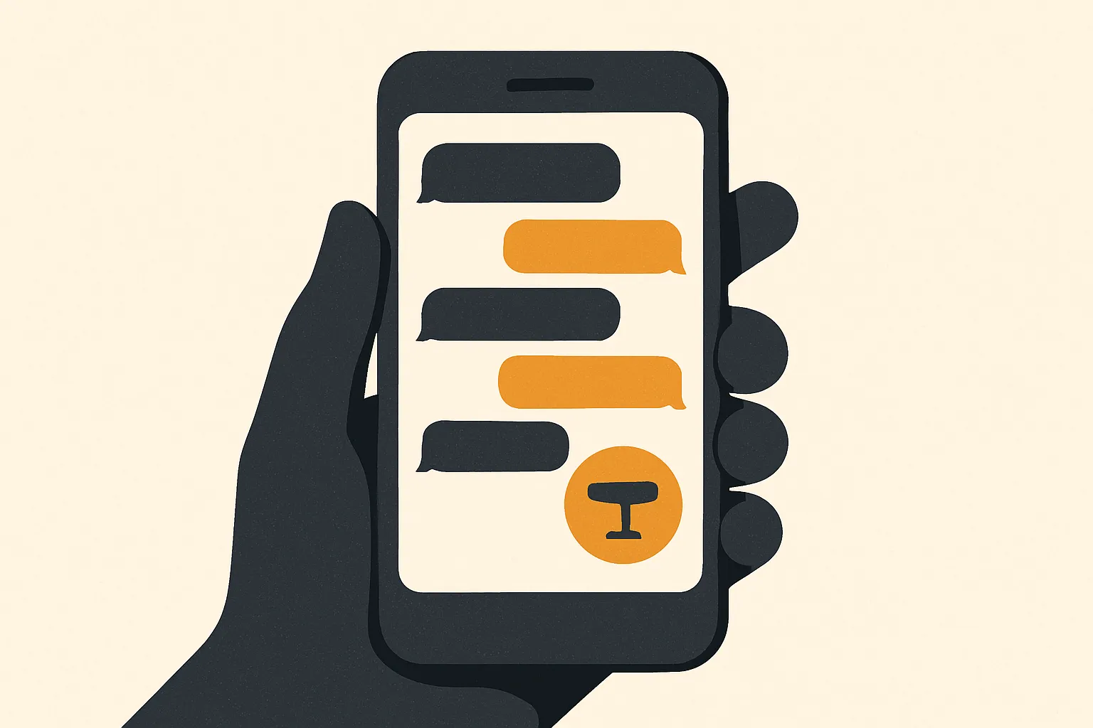 Flat vector illustration of a smartphone showing a reservation chat conversation
