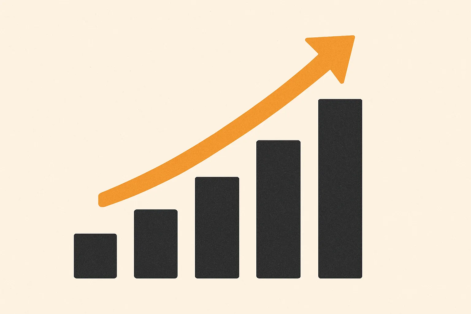 Flat vector illustration of a simple upward bar chart showing growing leads
